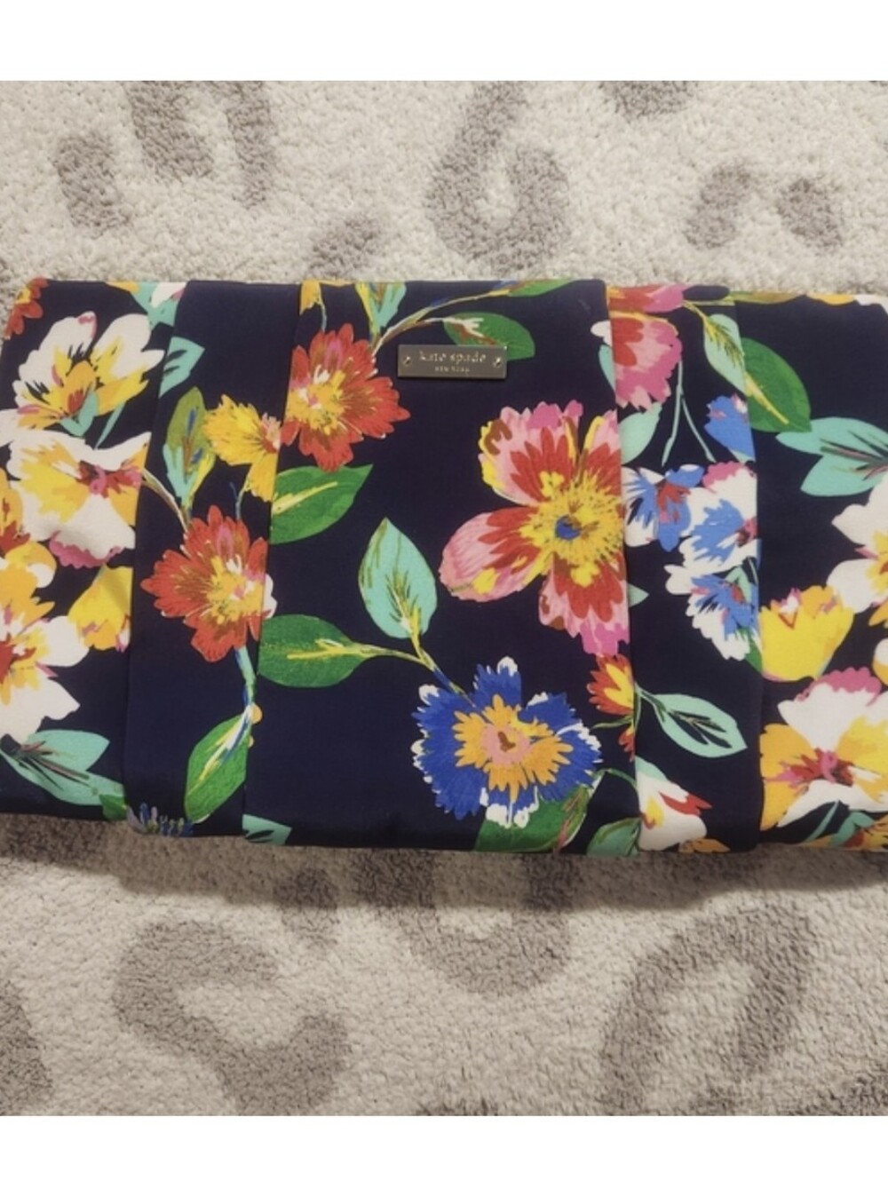 kate spade Floral Navy Gold Accent Clutch! NWT!!